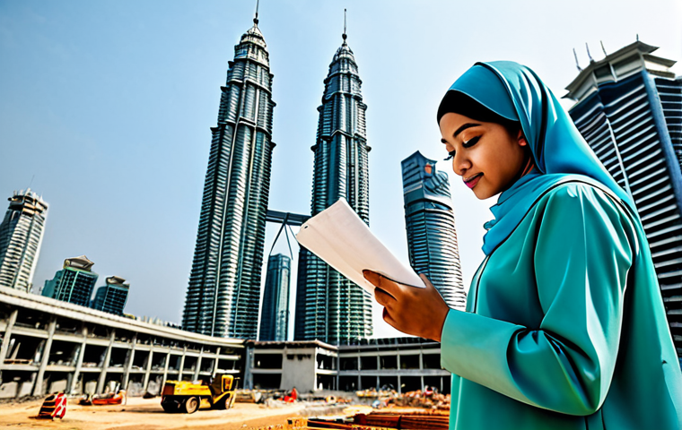 **
"A professional female architect, fully clothed in a modest baju kurung and hijab, reviewing blueprints at a construction site in Kuala Lumpur, with the Petronas Towers in the background. Safe for work, appropriate content, perfect anatomy, natural proportions, well-formed hands, proper finger count, professional, family-friendly, high resolution, detailed."
**